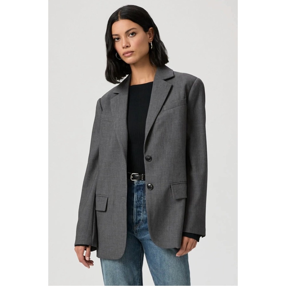 NEW Paige Sarto Blazer Jacket Charcoal Gray Oversized Women's Size 6 Classic